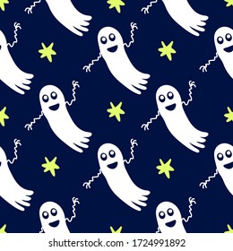 Blue flowers on a light background. Pattern for Halloween party textiles, fabric, packaging paper, background, Wallpaper.