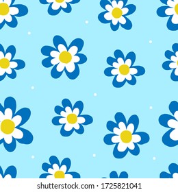 Blue flowers on a light background. Pattern for Halloween party textiles, fabric, packaging paper, background, Wallpaper.