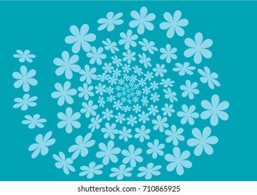 Blue flowers on turquoise background