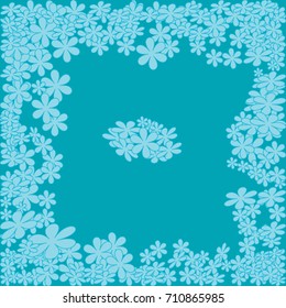 Blue flowers on turquoise background