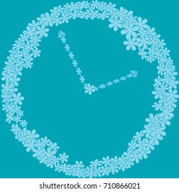 Blue flowers on turquoise background