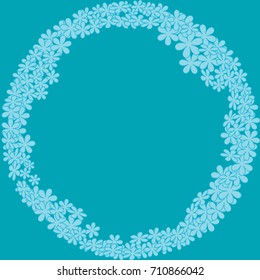 Blue flowers on turquoise background