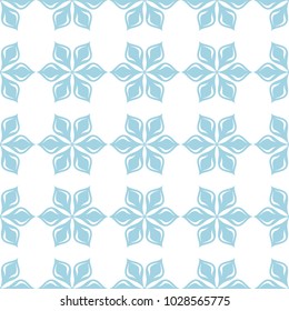 Blue flowers on white background. Ornamental seamless pattern for textile and wallpapers