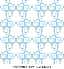 Blue flowers on white background. Ornamental seamless pattern for textile and wallpapers