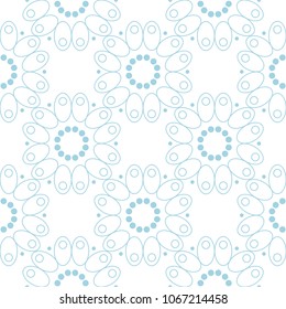 Blue flowers on white background. Ornamental seamless pattern for textile and wallpapers