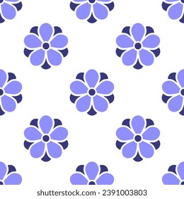 Blue flowers on white background. Vector seamless pattern. Best for textile, wallpapers, home decoration, wrapping paper, package and web design.