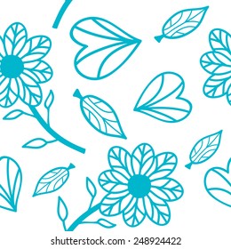 Blue flowers on a white background seamless texture