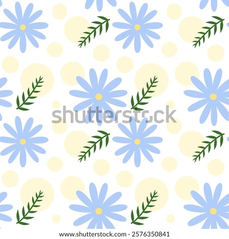 Blue flowers on white background , Fabric pattern , Wrapping paper pattern , Notebook cover , seamless pattern 