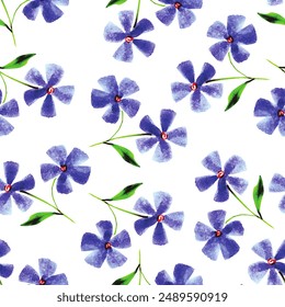 Flores azules sobre un fondo blanco. Patrón sin fisuras para la tela, el Fondo de pantalla, el papel de embalaje.
