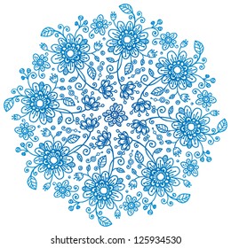 Blue flowers ornate vector background