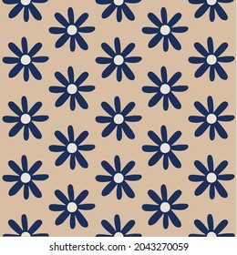 Blue Flowers Pattern Background. Floral Vector Illustration.
