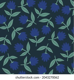 Blue Flowers Pattern Background. Floral Vector Illustration.
