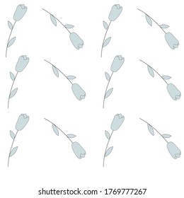 Blue flowers pattern isolated on white background. Flower illustration for greeting card, invitation, textiles, flyer.