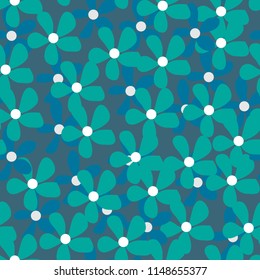 Blue flowers pattern on gray background vector illustration