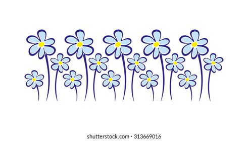 blue flowers, pattern of flowers, Summer Vacation