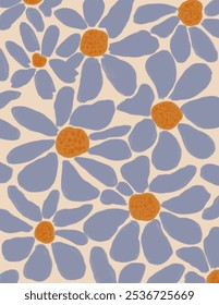 Patrones de flores azules sobre fondo desnudo para el Anuncio de Web, presentación de negocios, paquete de marca, impresión de tela, Fondo de pantalla, publicación de redes sociales, doodle, notas, cubiertas de libros, decoración de la pared.