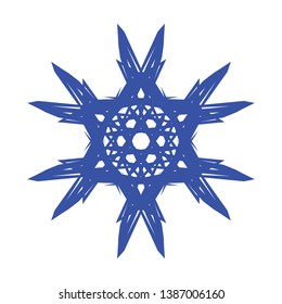 Blue Flowers / Pseudo-Snowflakes on white background. - Vector