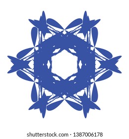 Blue Flowers / Pseudo-Snowflakes on white background. - Vector