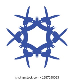 Blue Flowers / Pseudo-Snowflakes on white background. - Vector