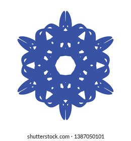 Blue Flowers / Pseudo-Snowflakes on white background. - Vector