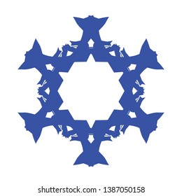 Blue Flowers / Pseudo-Snowflakes on white background. - Vector