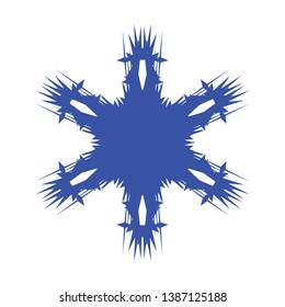 Blue Flowers / Pseudo-Snowflakes on white background. - Vector
