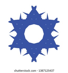 Blue Flowers / Pseudo-Snowflakes on white background. - Vector