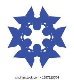 Blue Flowers / Pseudo-Snowflakes on white background. - Vector
