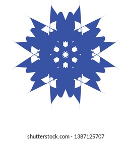 Blue Flowers / Pseudo-Snowflakes on white background. - Vector