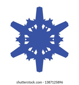 Blue Flowers / Pseudo-Snowflakes on white background. - Vector