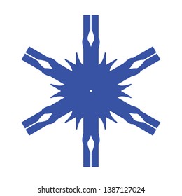 Blue Flowers / Pseudo-Snowflakes on white background. - Vector