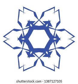 Blue Flowers / Pseudo-Snowflakes on white background. - Vector