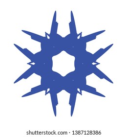 Blue Flowers / Pseudo-Snowflakes on white background. - Vector