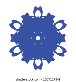 Blue Flowers / Pseudo-Snowflakes on white background. - Vector