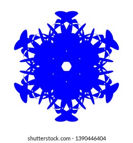 Blue Flowers / Pseudo-Snowflakes on white background. - Vector