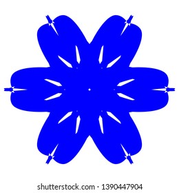 Blue Flowers / Pseudo-Snowflakes on white background. - Vector