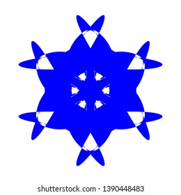 Blue Flowers / Pseudo-Snowflakes on white background. - Vector