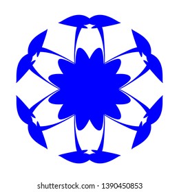 Blue Flowers / Pseudo-Snowflakes on white background. - Vector