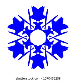 Blue Flowers / Pseudo-Snowflakes on white background. - Vector