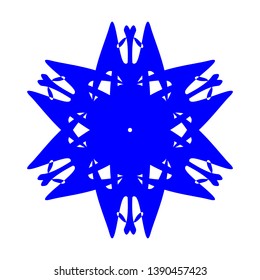 Blue Flowers / Pseudo-Snowflakes on white background. - Vector