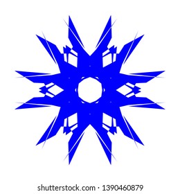 Blue Flowers / Pseudo-Snowflakes on white background. - Vector