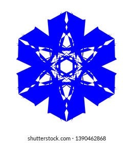 Blue Flowers / Pseudo-Snowflakes on white background. - Vector