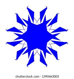Blue Flowers / Pseudo-Snowflakes on white background. - Vector