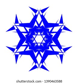 Blue Flowers / Pseudo-Snowflakes on white background. - Vector