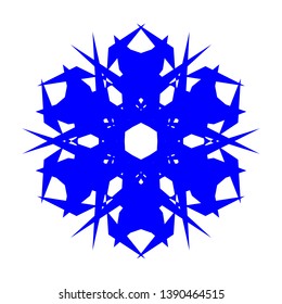 Blue Flowers / Pseudo-Snowflakes on white background. - Vector