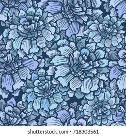 blue flowers seamless background. Vector