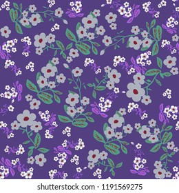 Blue flowers seamless pattern