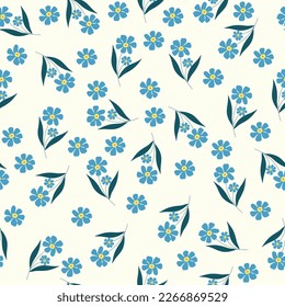 blue flowers seamless pattern background