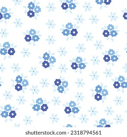 blue flowers seamless pattern background