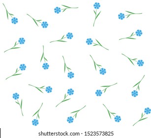 Blue flowers seamless pattern. Cornflowers or flax floral apparel pattern.
